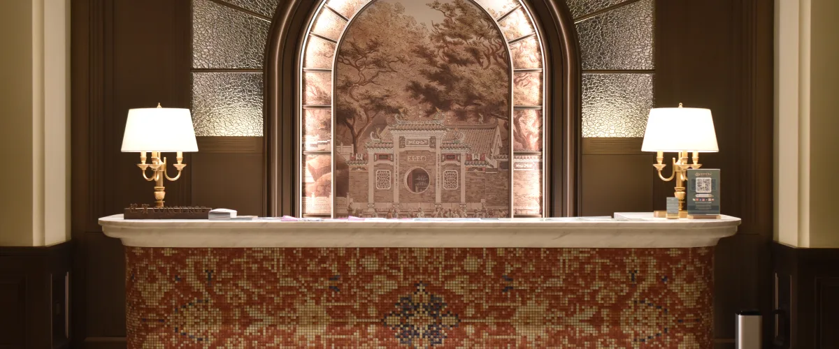 Personal travel concierge and customer consultation reception in a luxury setting
